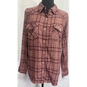 Women's Plaid Button-Front Shirt - Rust